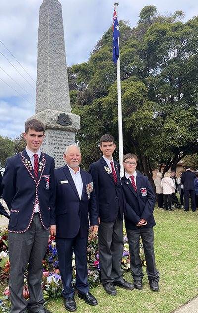 Owen with classmates and President of the Drysdale RSL